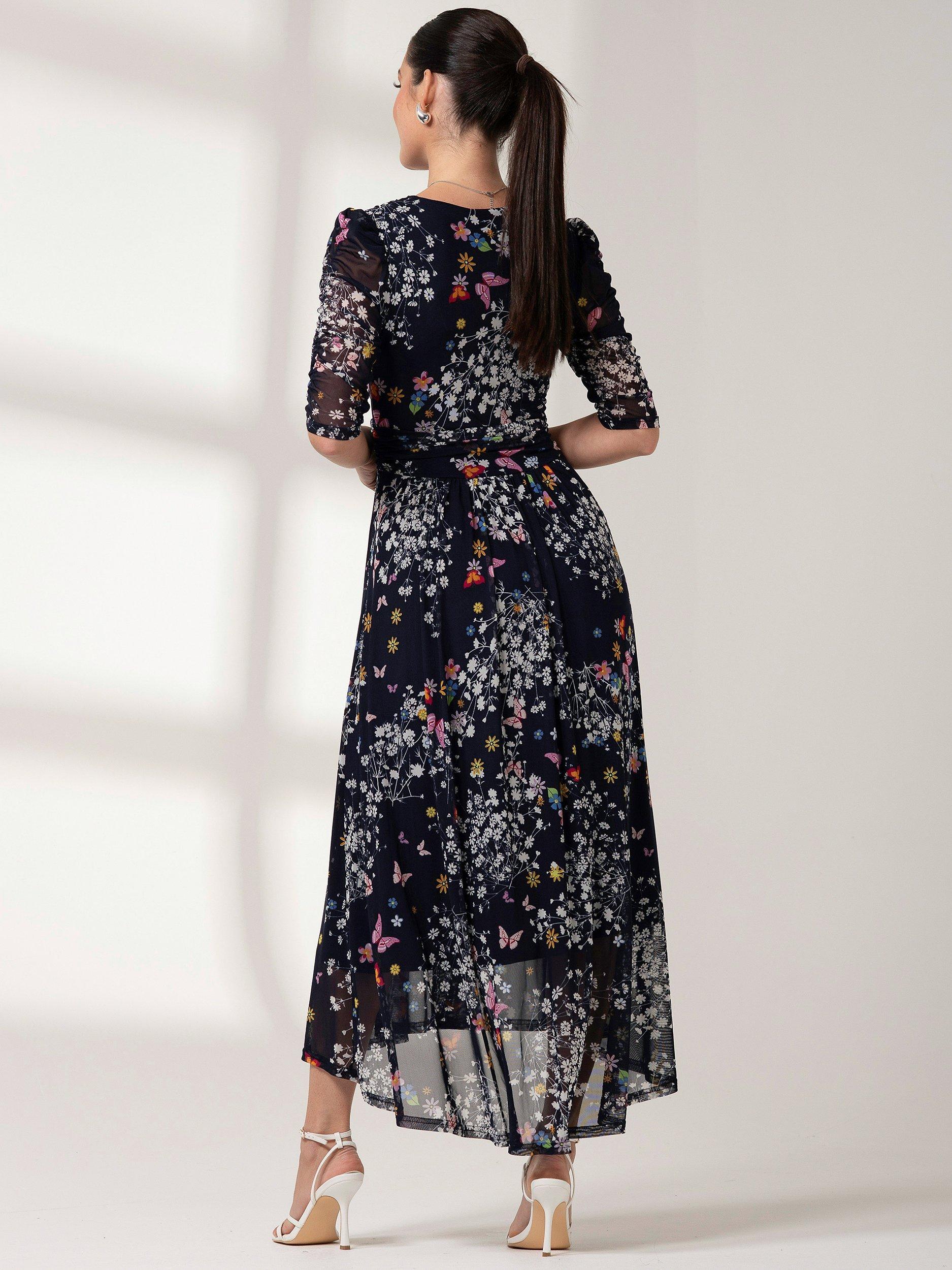 Jolie Moi Dasha Mesh Maxi Dress, Navy, 8