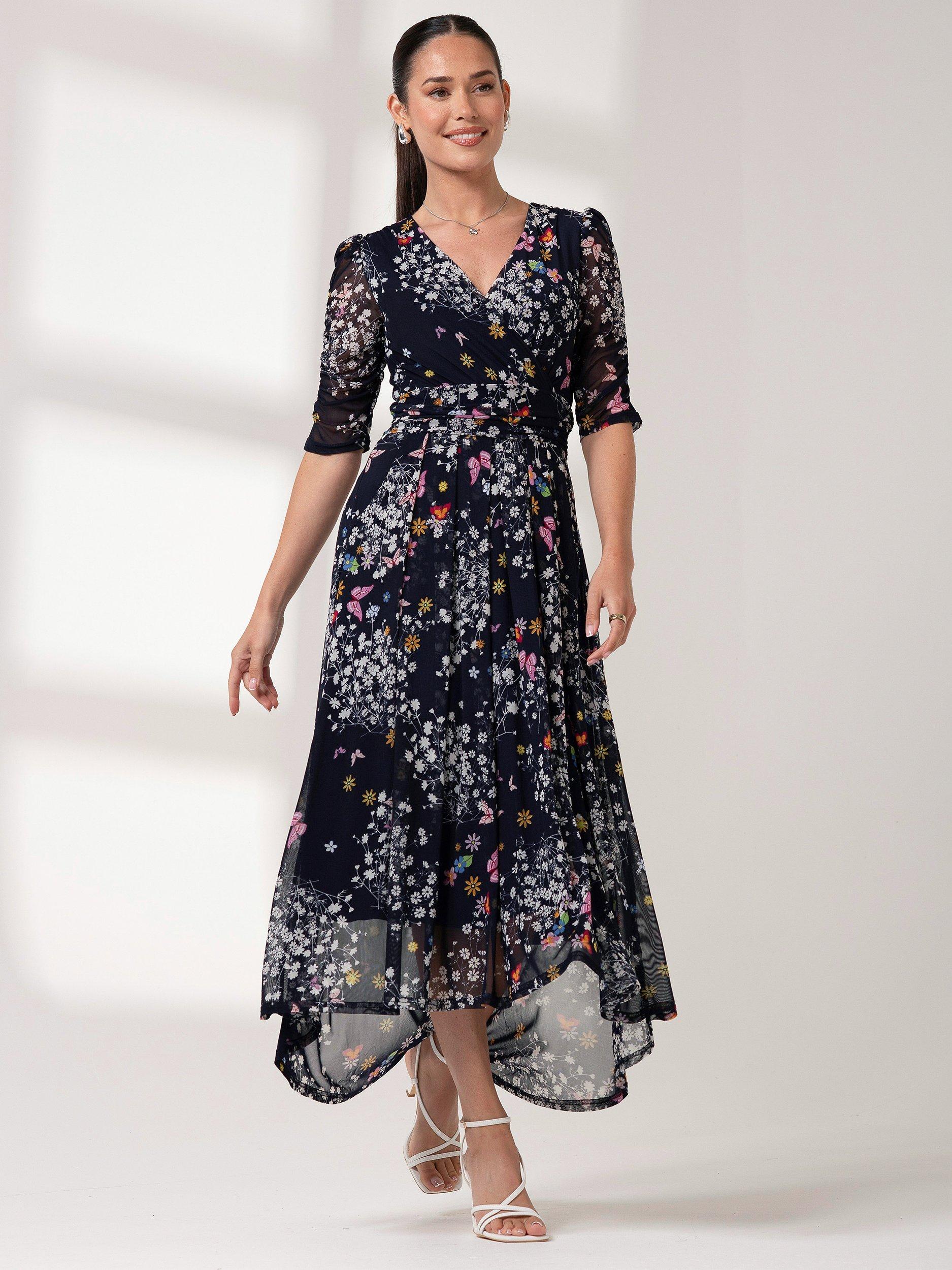 Jolie Moi Dasha Mesh Maxi Dress, Navy, 8