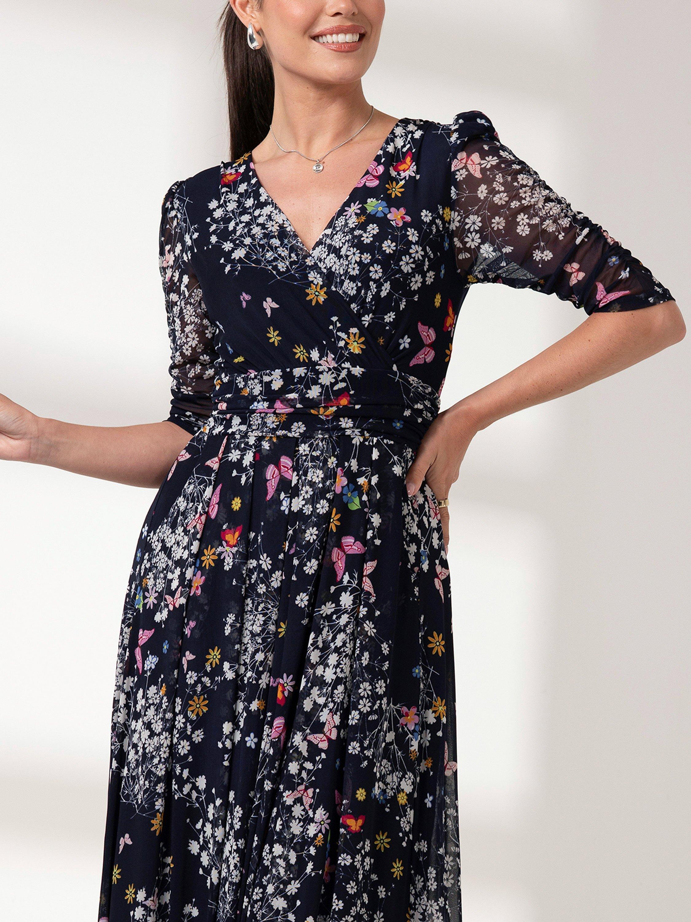 Jolie Moi Dasha Mesh Maxi Dress, Navy, 8