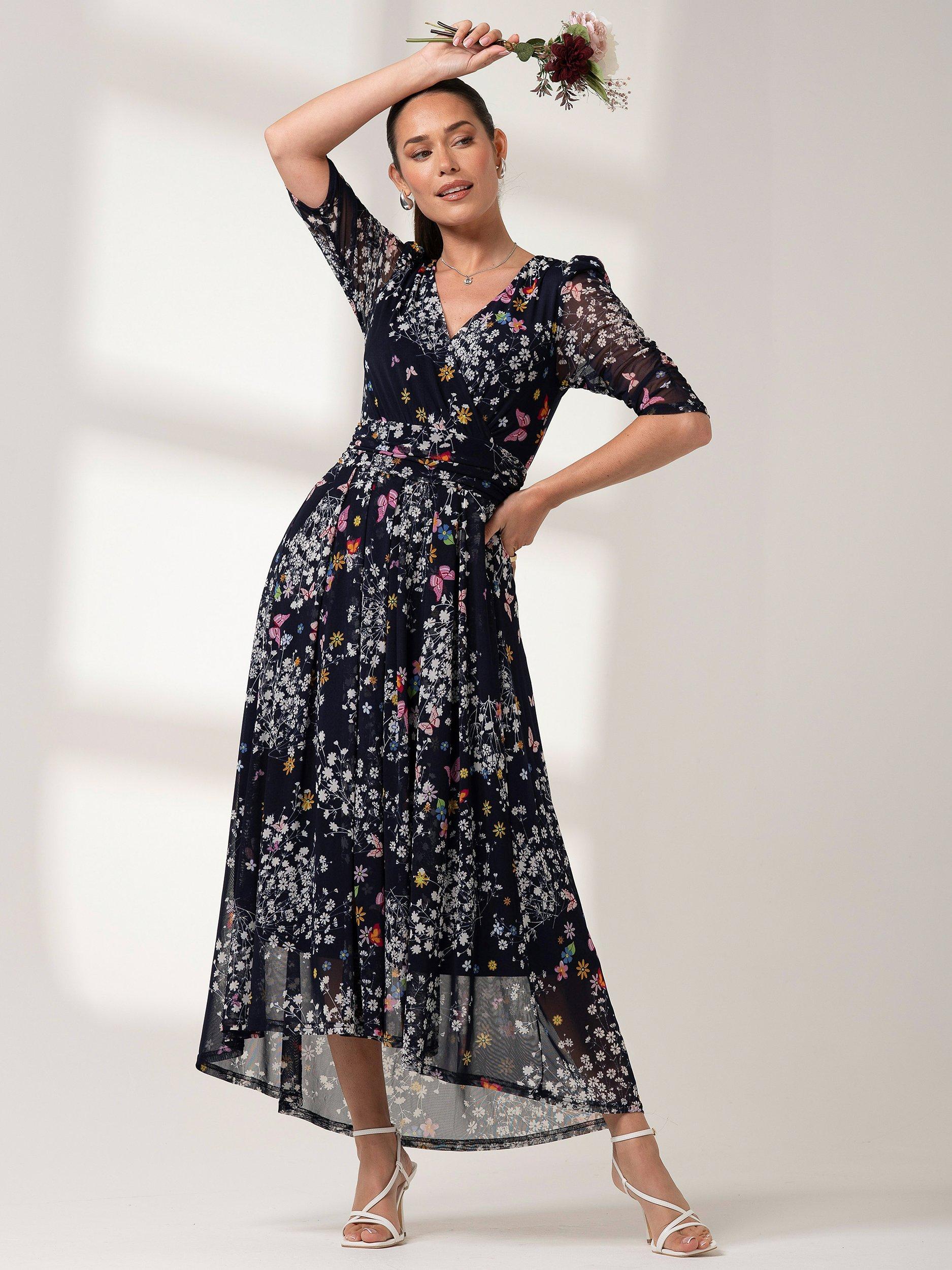 Jolie Moi Dasha Mesh Maxi Dress, Navy, 8