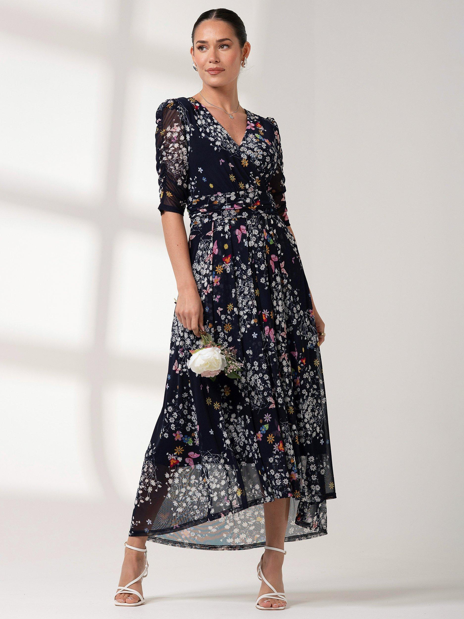 Jolie Moi Dasha Mesh Maxi Dress, Navy, 8