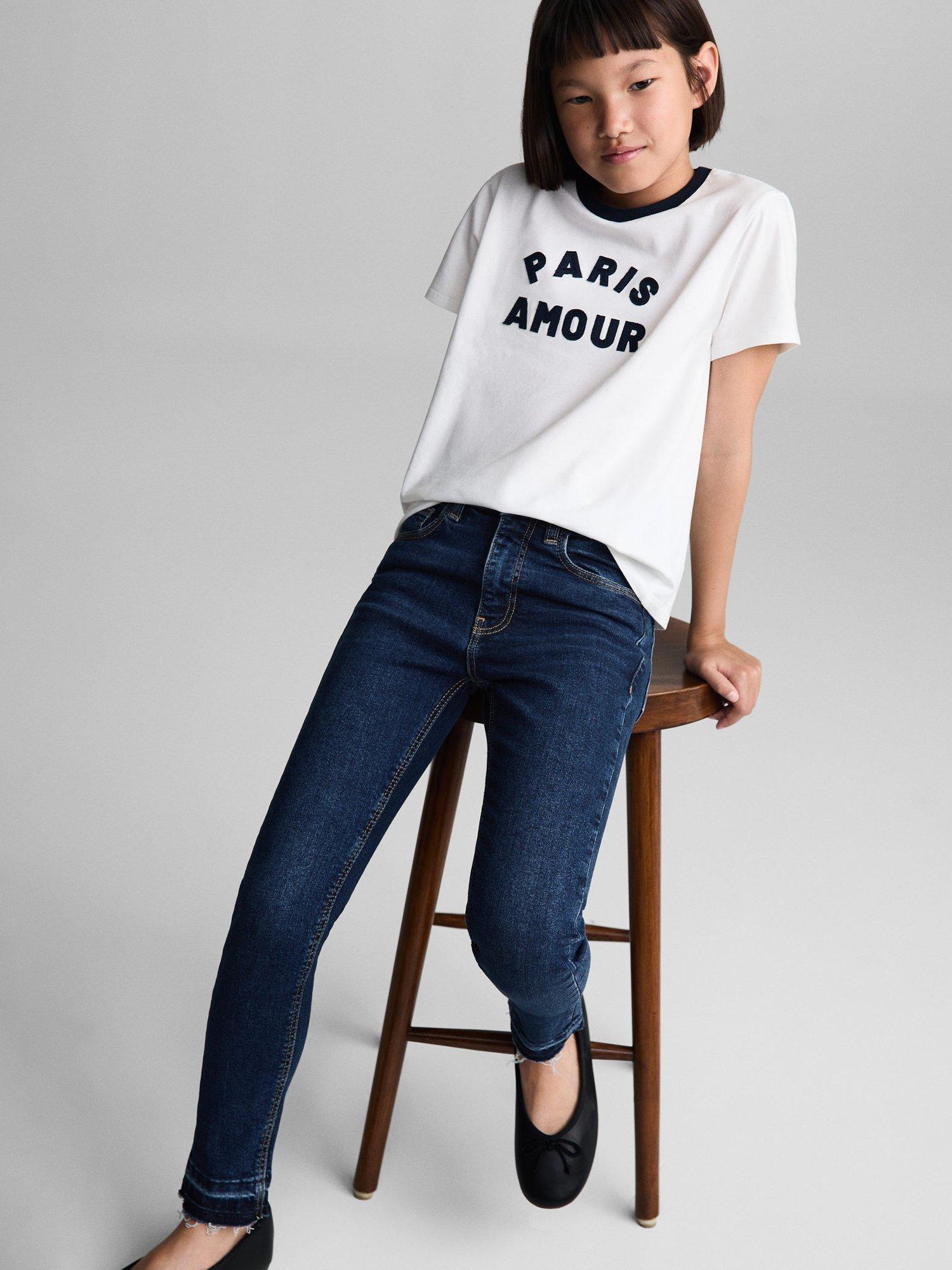 Mango Kids' Denim Skinny Fit Jeans, Blue