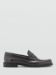 Mango Carol Leather Mocassin Loafers, Dark Grey