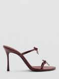 Mango Morla Bow Strap Heeled Sandals, Dark Red