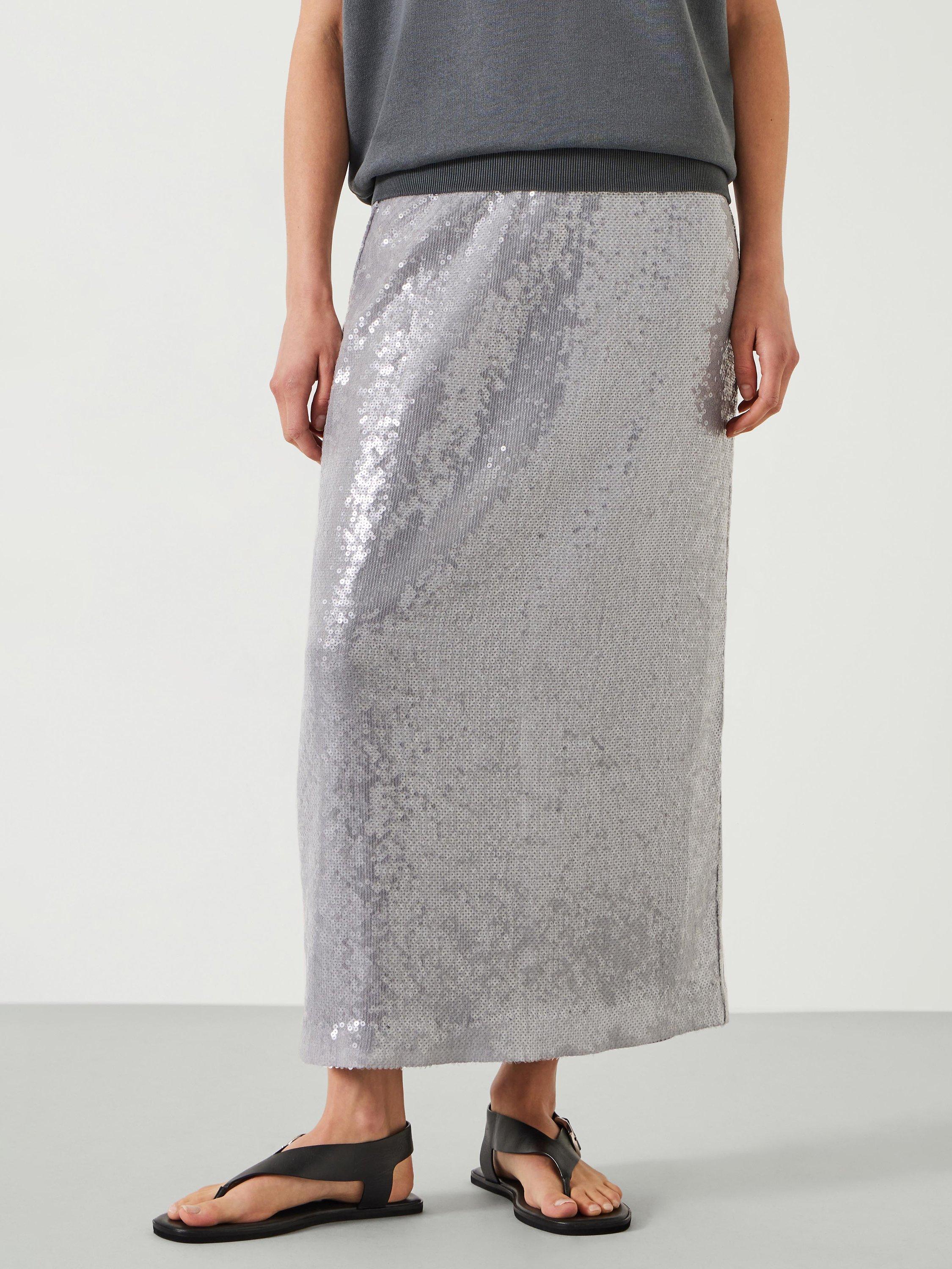 Product image 1 of 5, which shows HUSH Anais Sequin Skirt, Opal Grey, 4