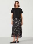 HUSH Marta Polka Dot Lace Skirt, Black/Beige