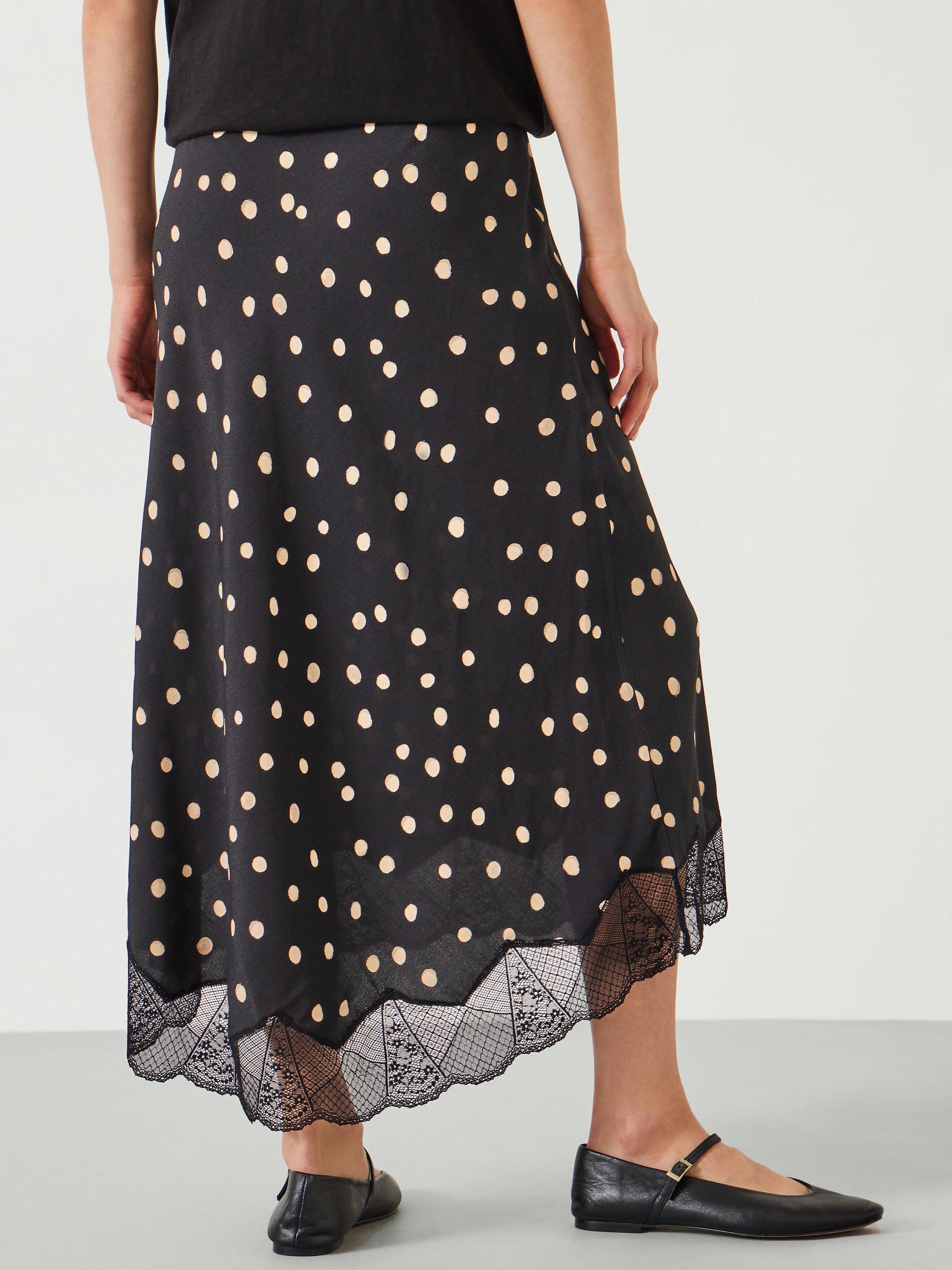 Polka dot skirt with lace trim best sale