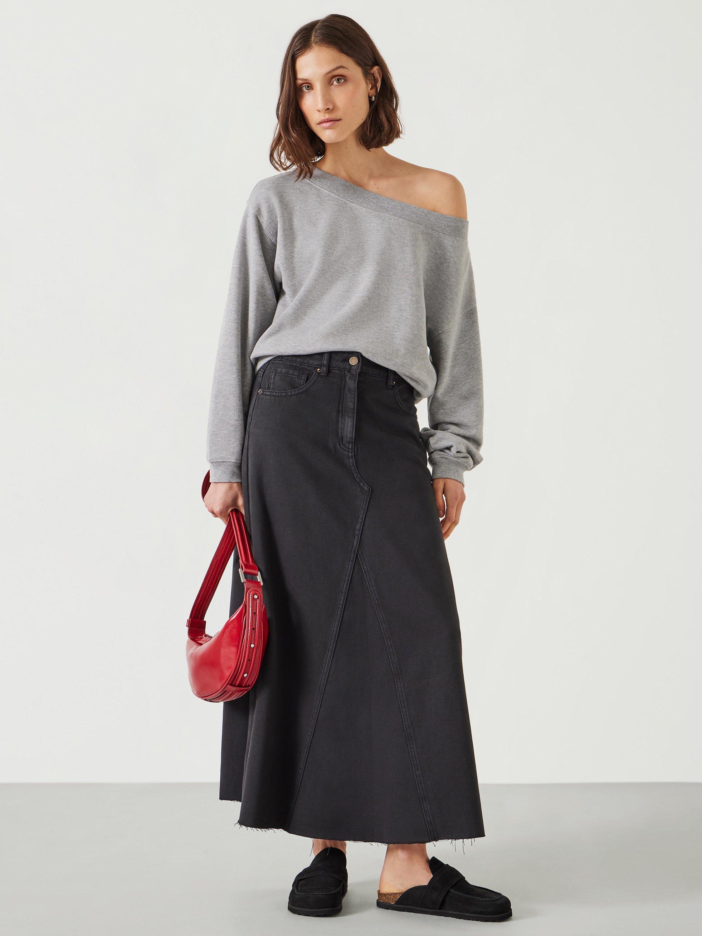 HUSH Eva Denim Maxi Skirt Unexplored