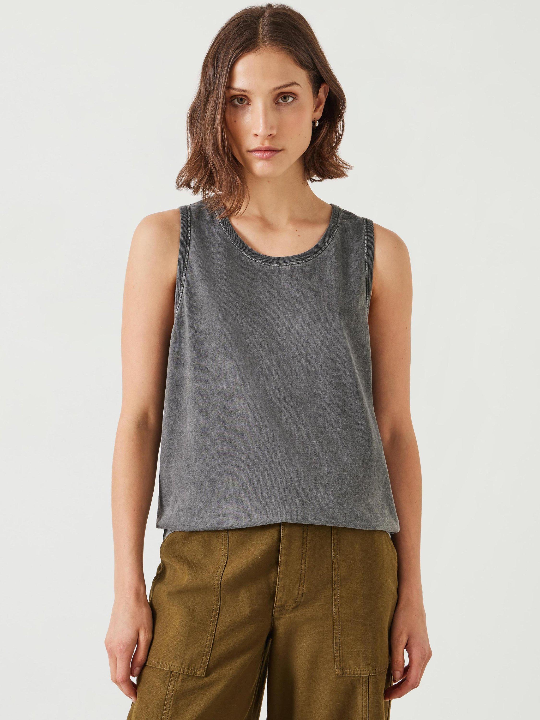 HUSH Carla Relaxed Tank Top, Washed Black, XXS