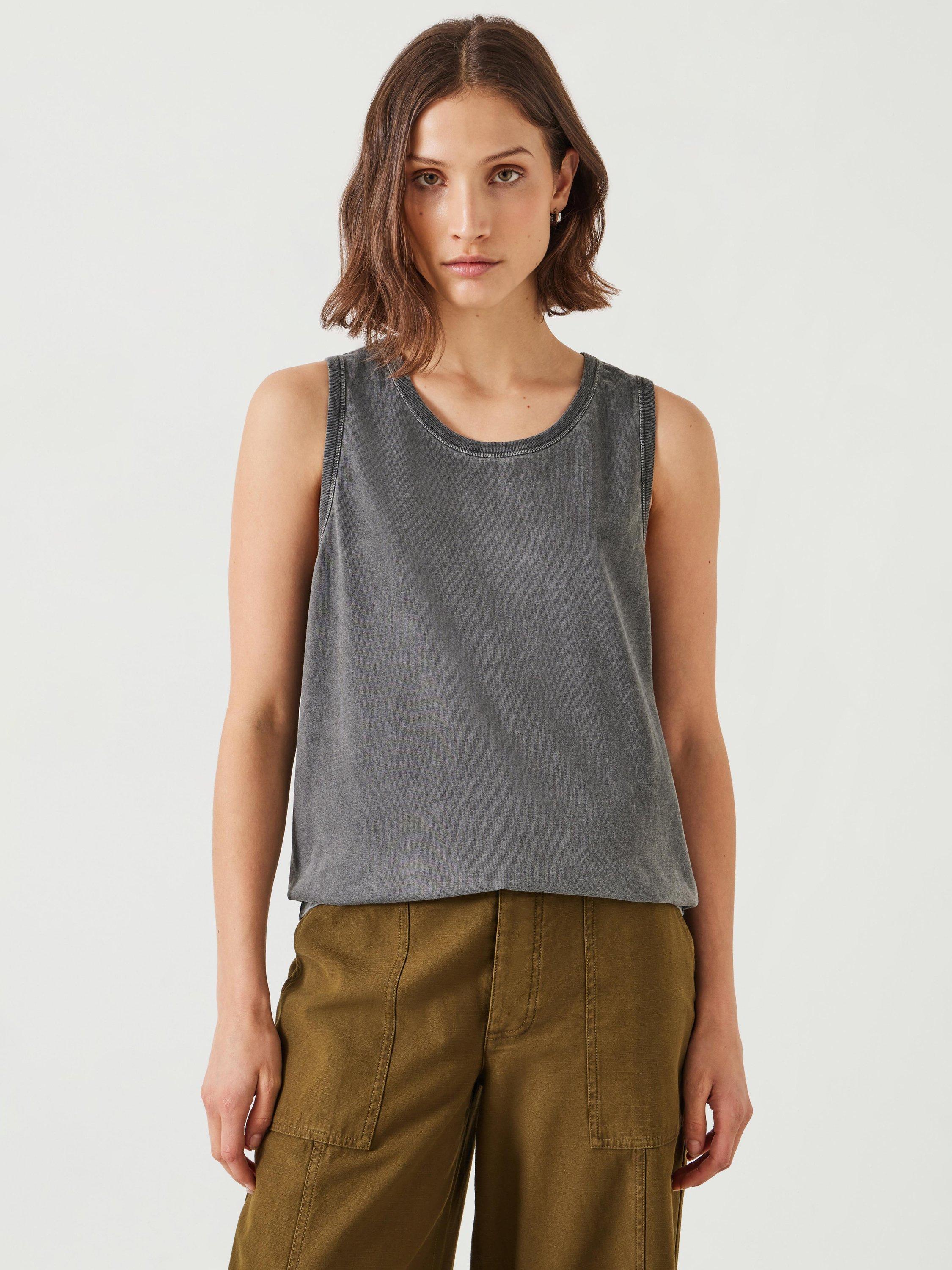 HUSH Carla Relaxed Tank Top, Washed Black, XXS