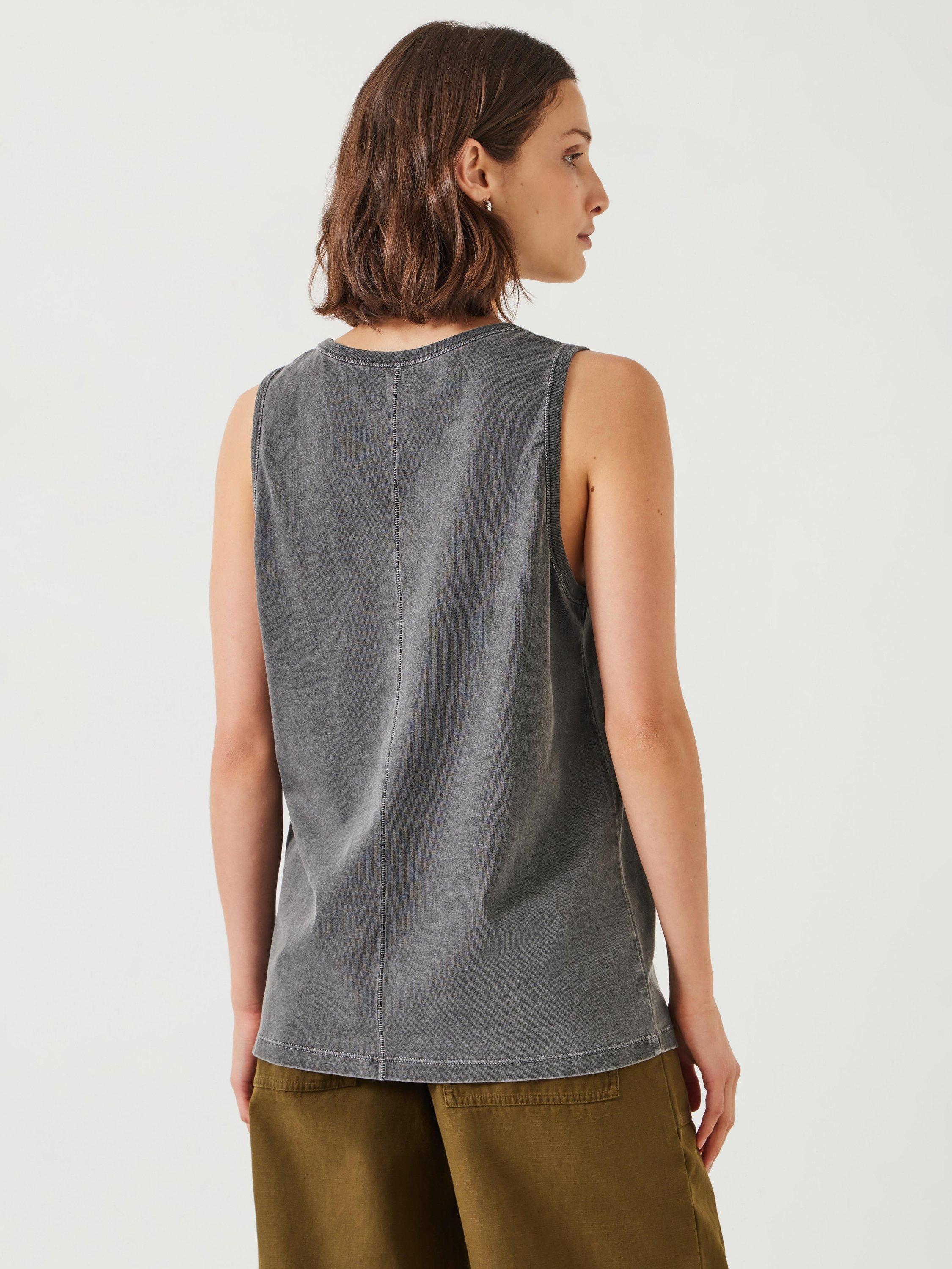 HUSH Carla Relaxed Tank Top, Washed Black, XXS