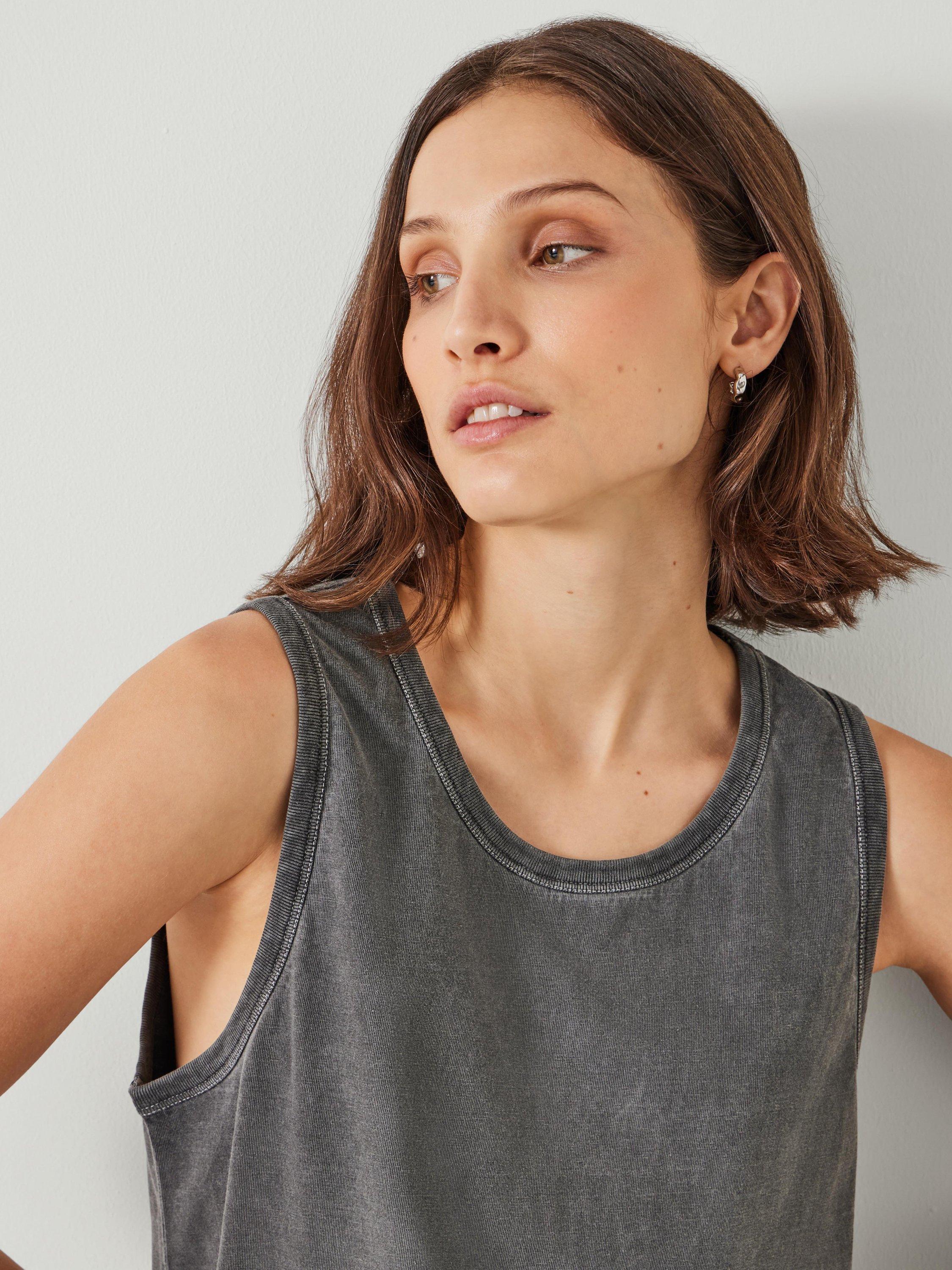 HUSH Carla Relaxed Tank Top, Washed Black, XXS
