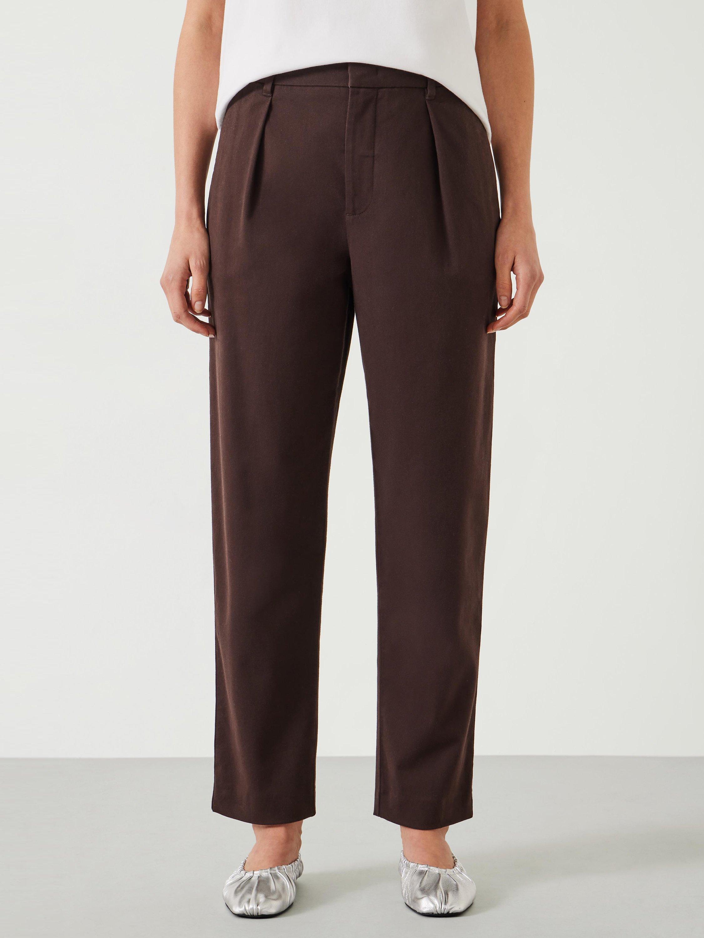 HUSH Ruby Cotton Pleat Trousers Chocolate