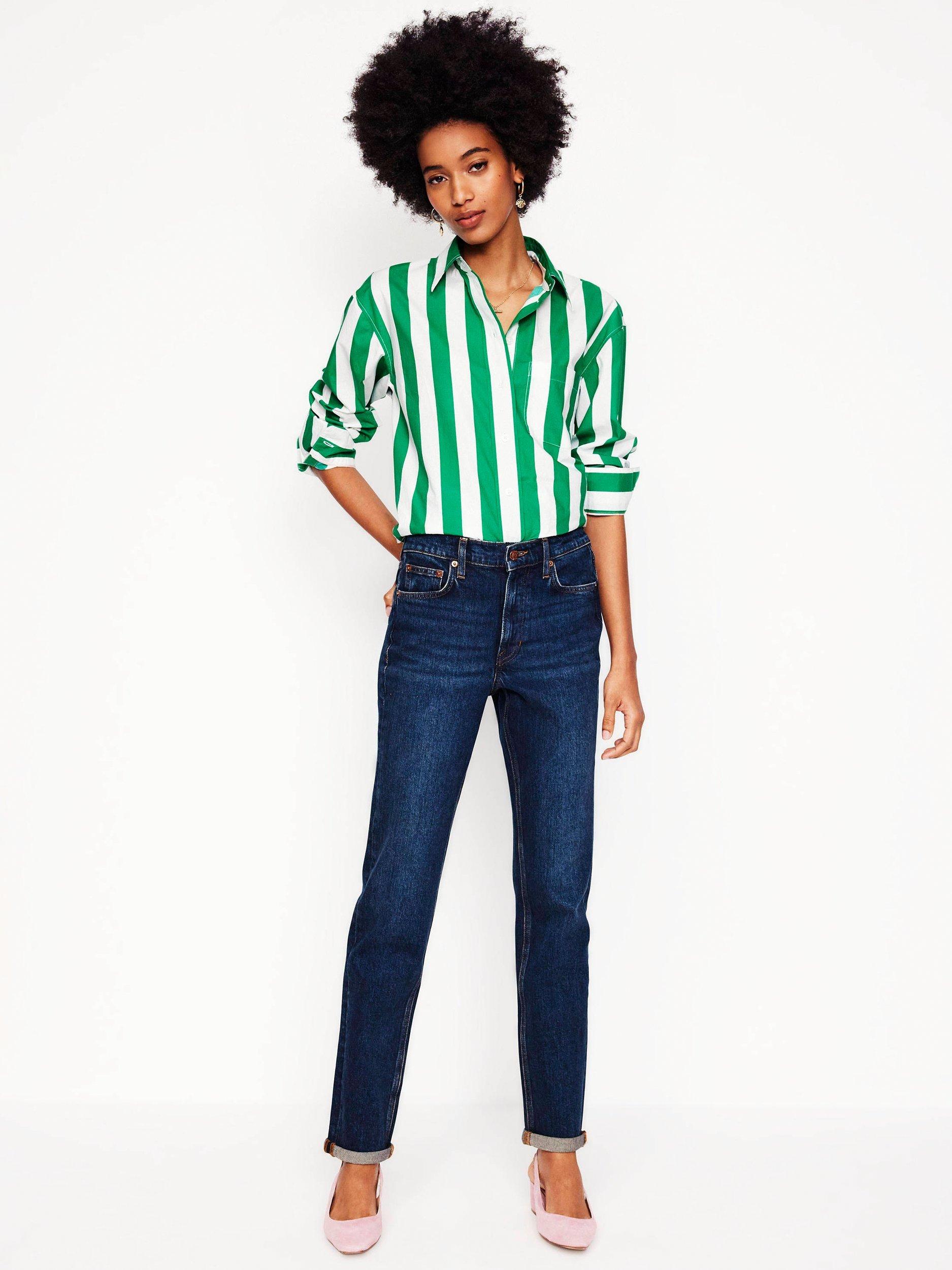 Product image 3 of 6, which shows Boden Mid Rise Girlfriend Jeans, Dark Vintage, 27R