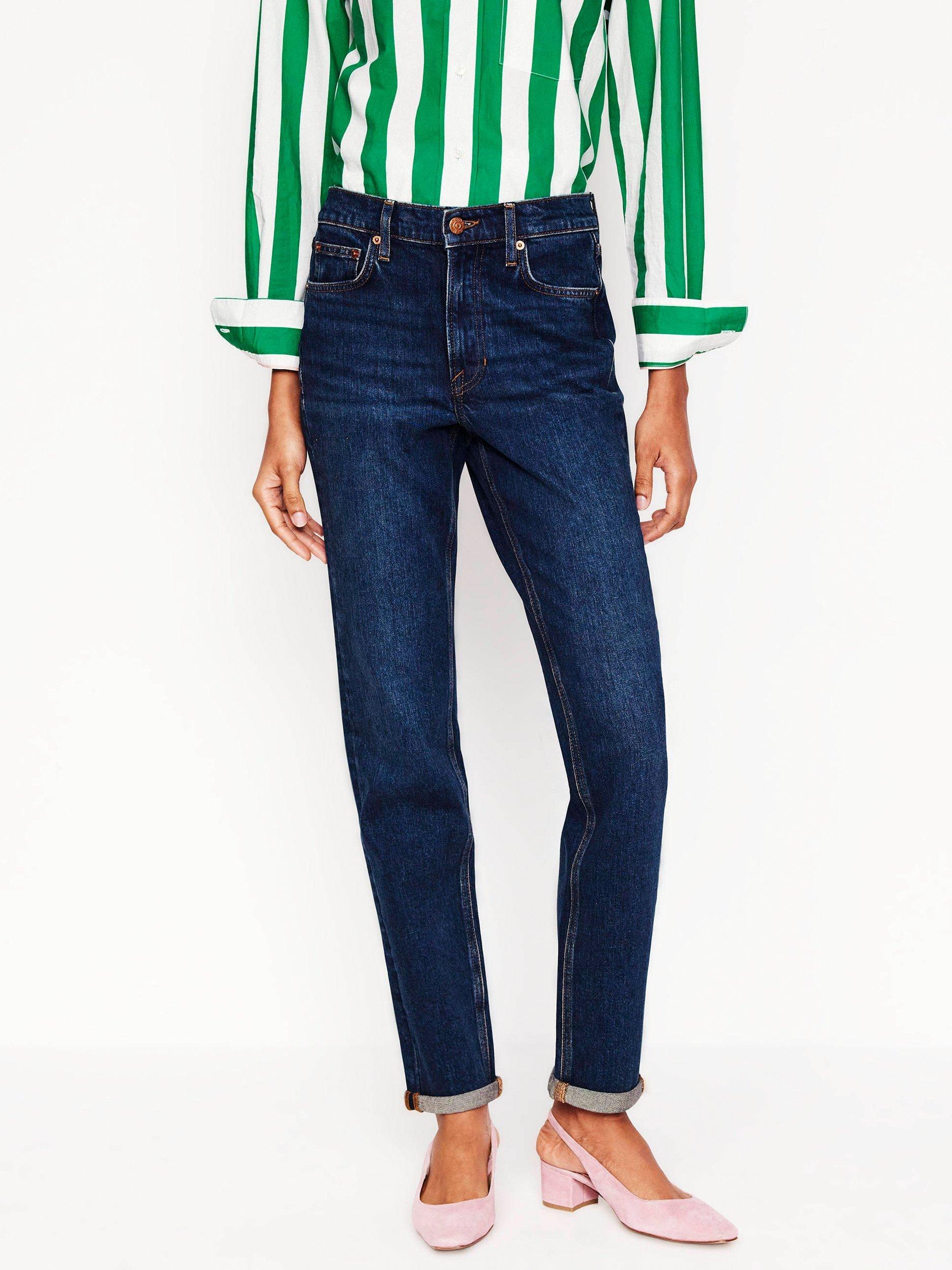 Product image 1 of 6, which shows Boden Mid Rise Girlfriend Jeans, Dark Vintage, 27R