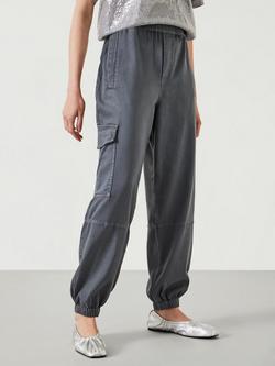 HUSH Ava Washed Cargo Trousers, Steel Blue