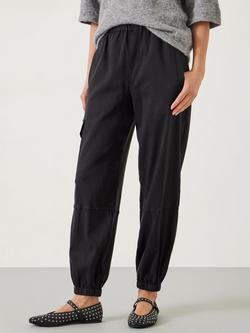 HUSH Ava Washed Cargo Trousers, Washed Black