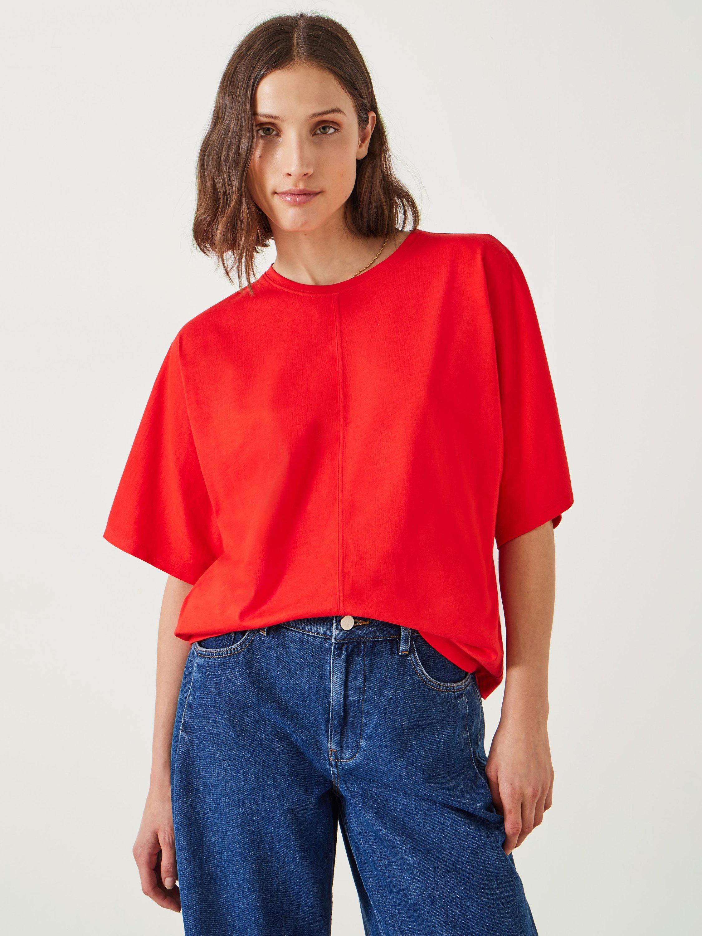 Product image 4 of 5, which shows HUSH Tamara Relaxed T-Shirt, Bright Red, XXS-XS