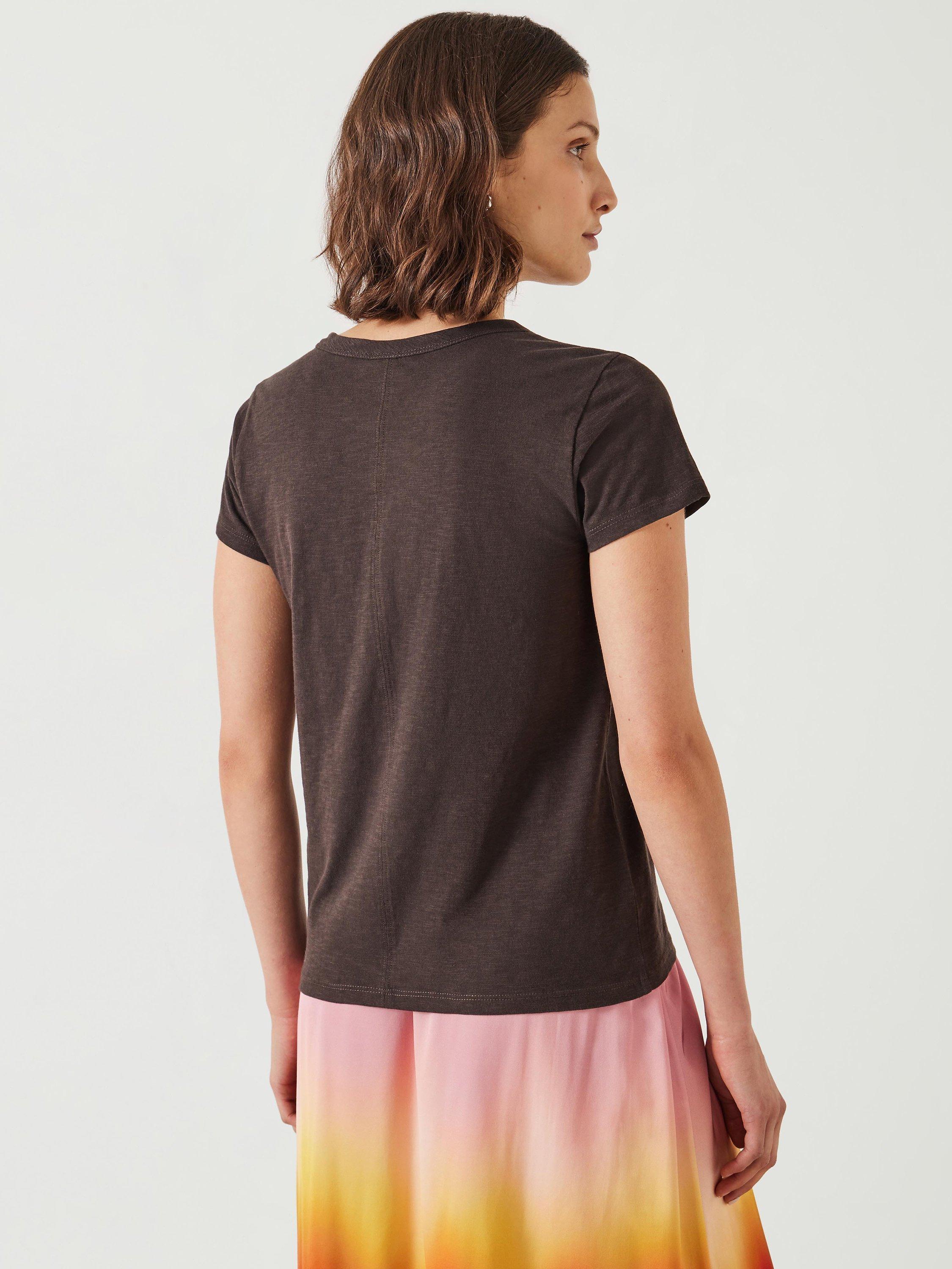 Product image 3 of 5, which shows HUSH Slim Fit Crew Neck T-Shirt, Chocolate, XXS