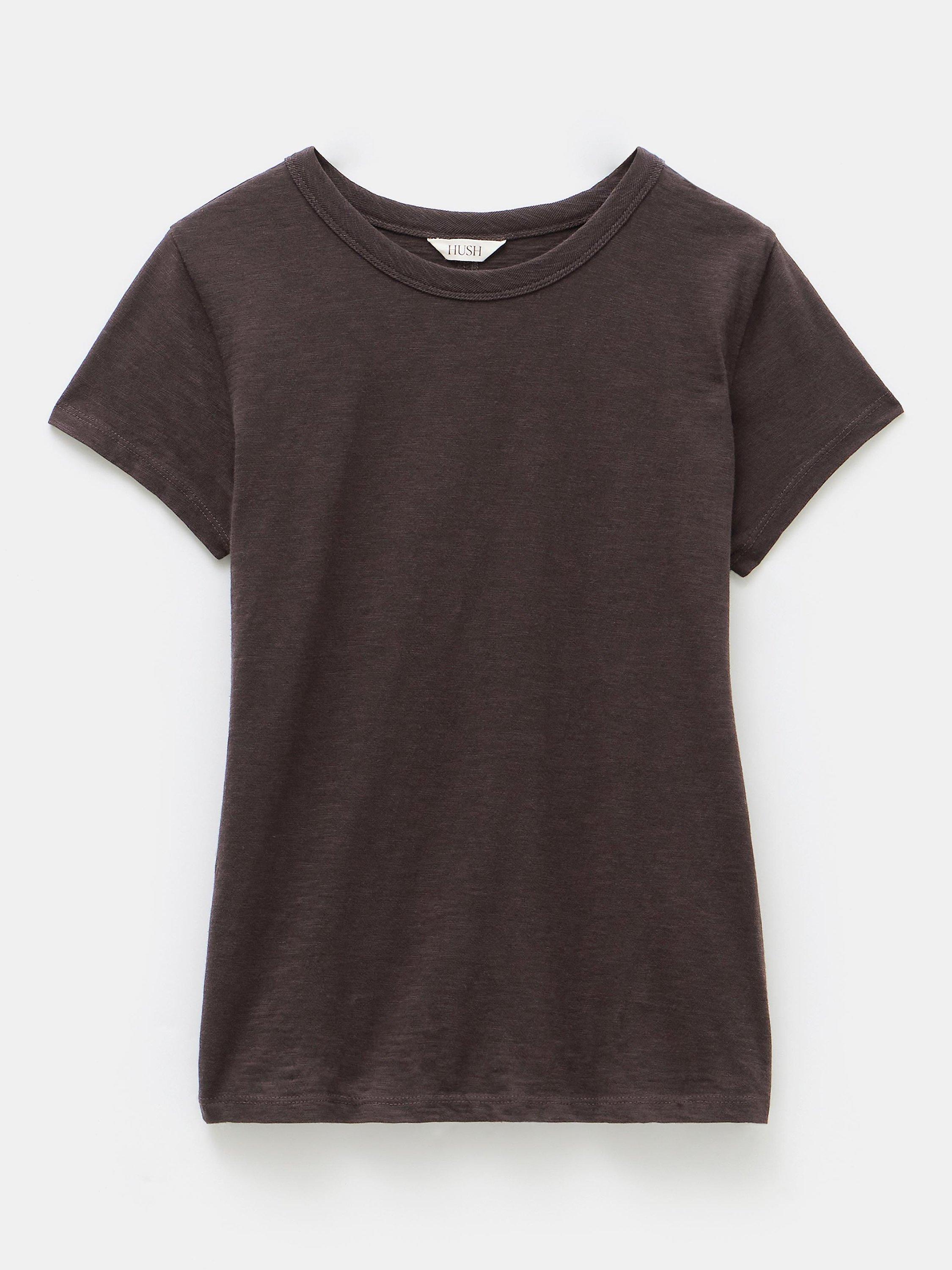 Product image 5 of 5, which shows HUSH Slim Fit Crew Neck T-Shirt, Chocolate, XXS