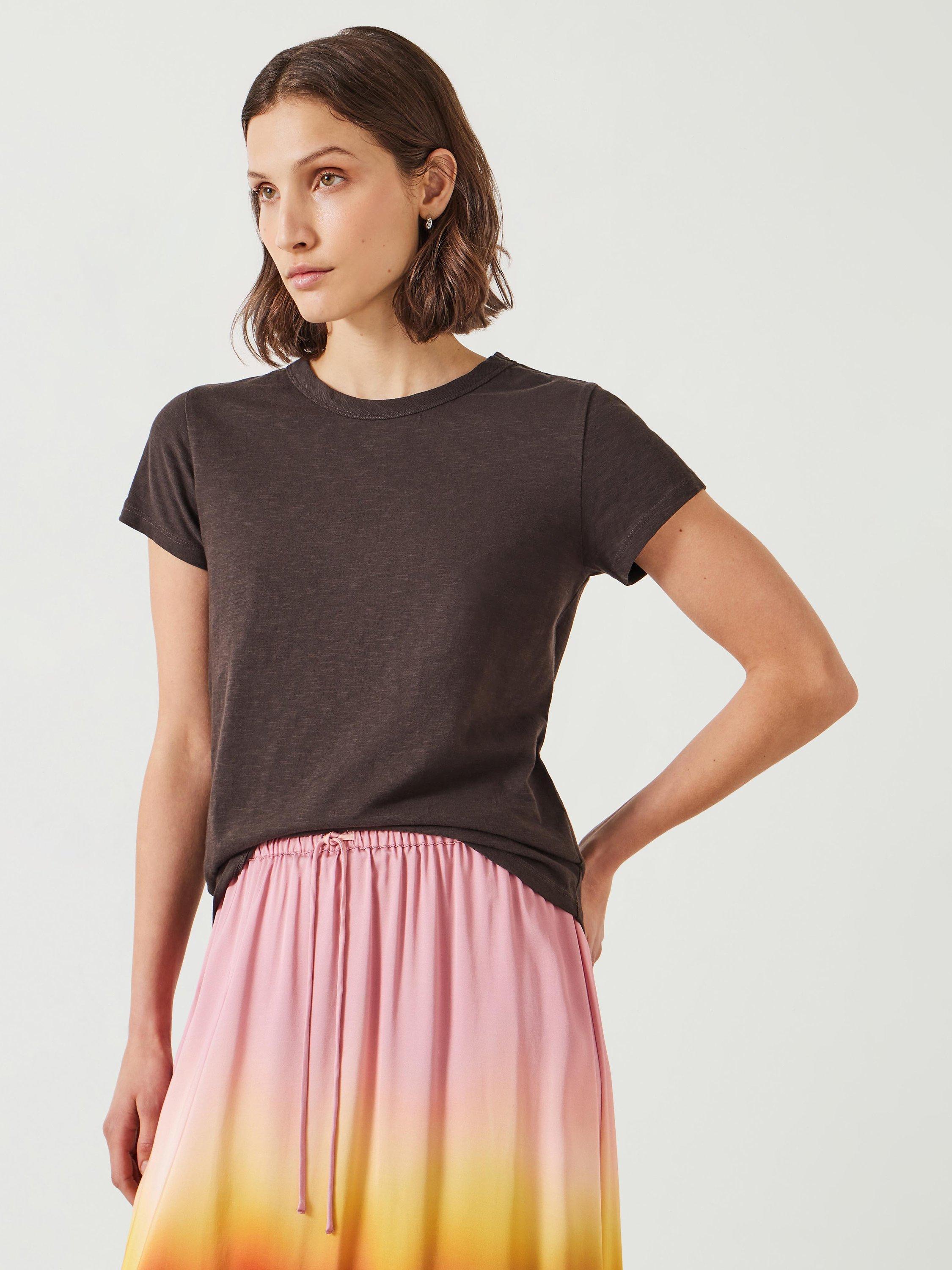 Product image 2 of 5, which shows HUSH Slim Fit Crew Neck T-Shirt, Chocolate, XXS