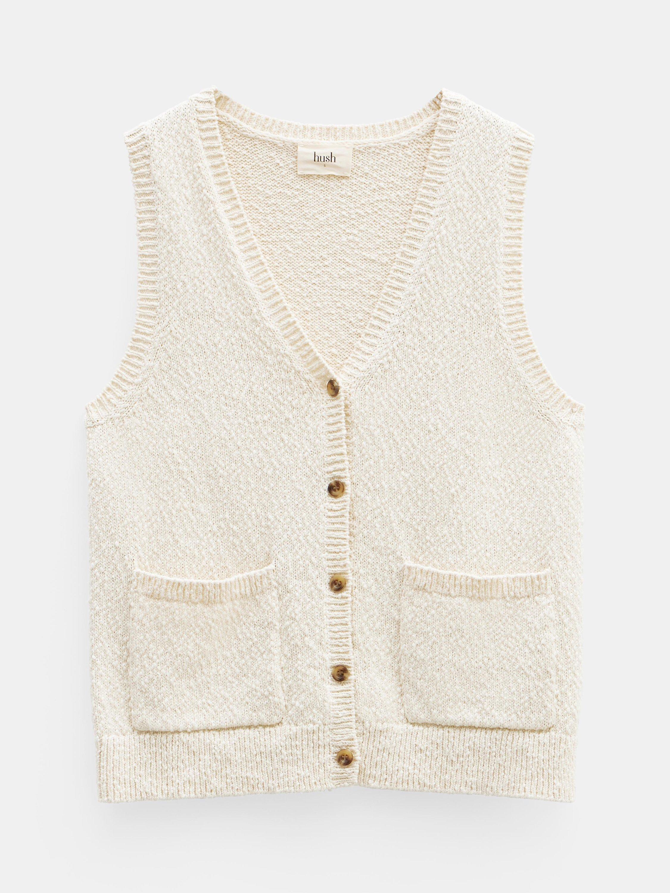 Product image 4 of 5, which shows HUSH Ottiline Knitted Waistcoat, Soft White, L