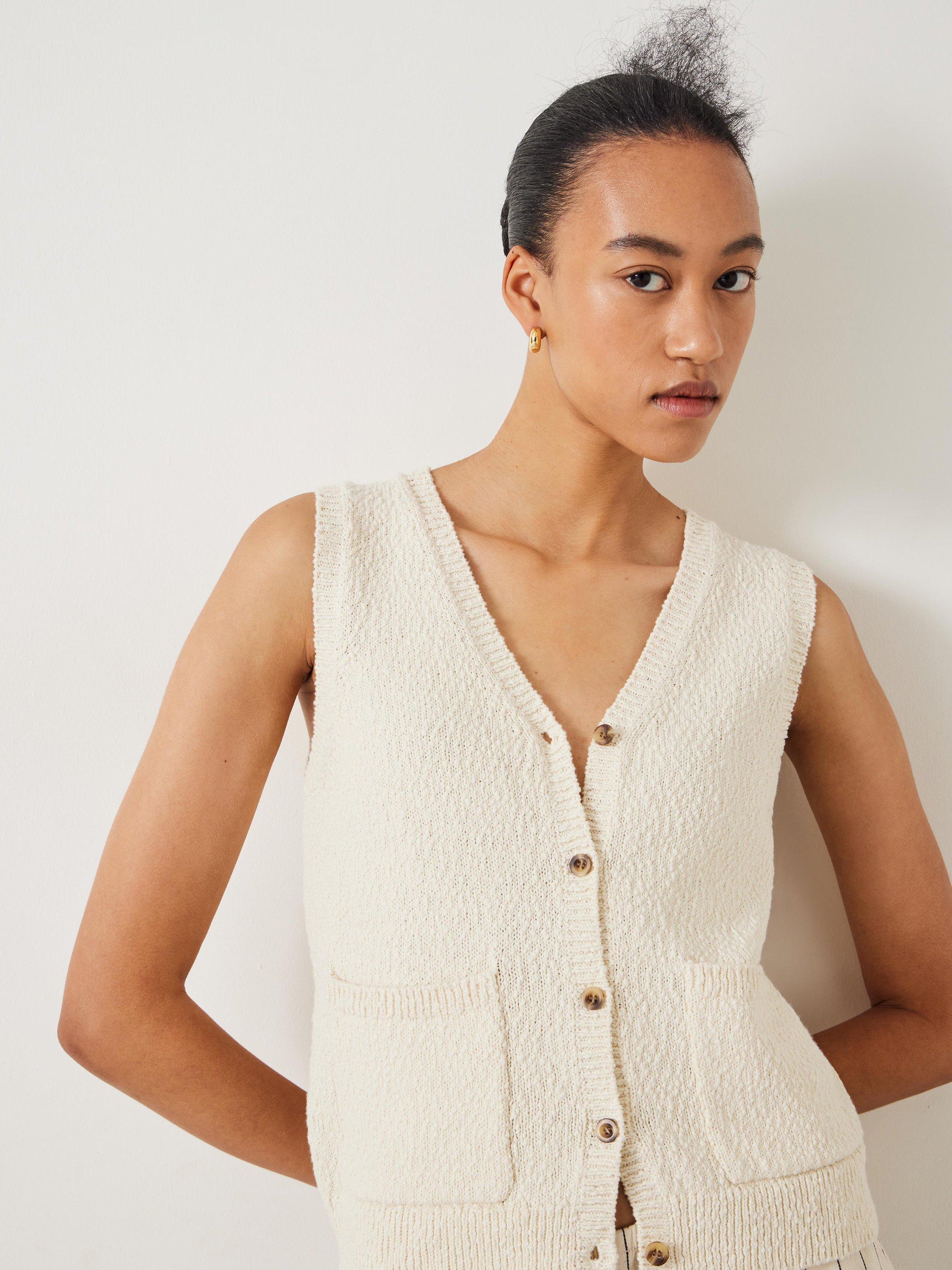Product image 5 of 5, which shows HUSH Ottiline Knitted Waistcoat, Soft White, L