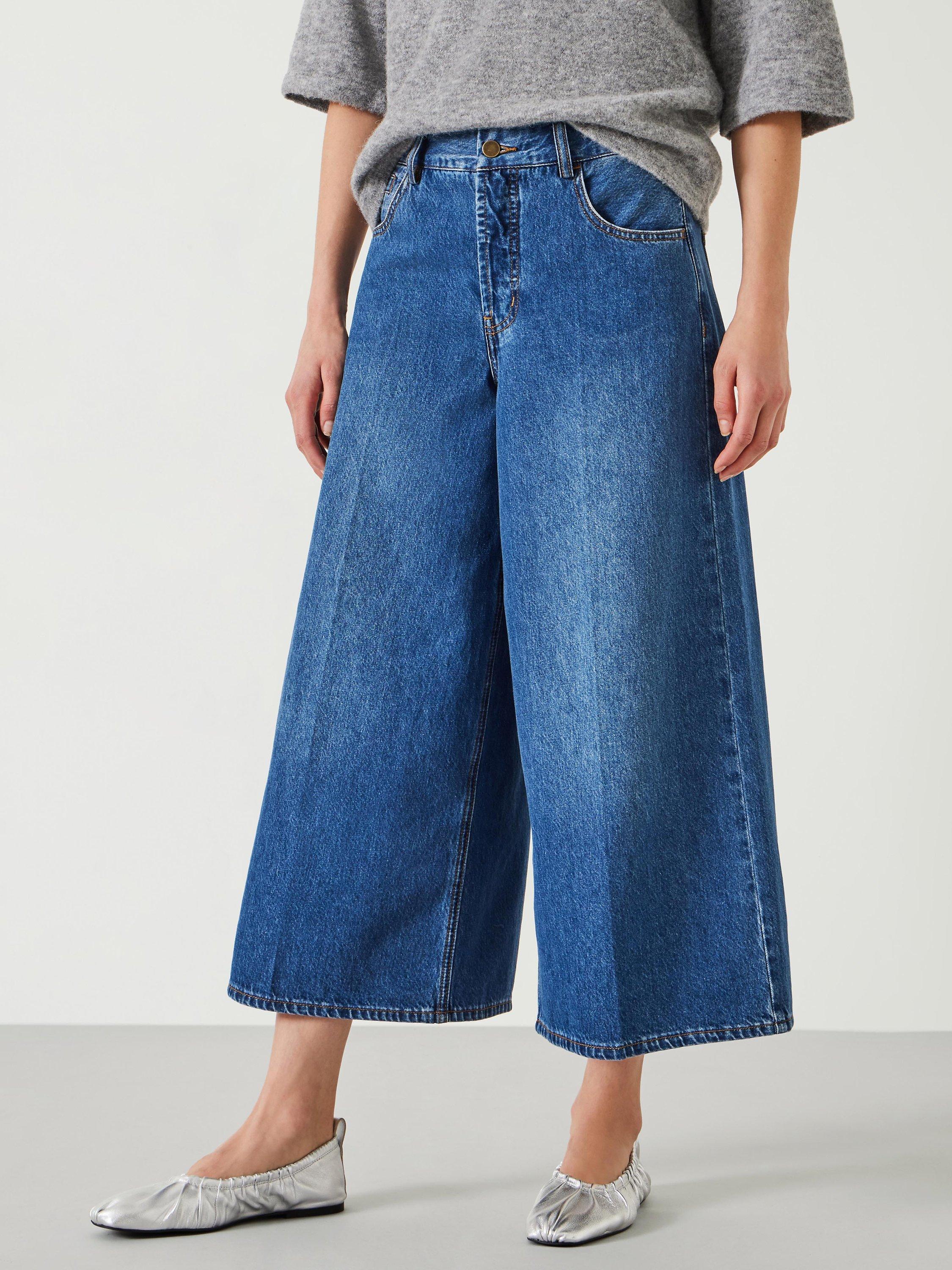 HUSH Ella Wide Leg Cropped Jeans, Mid Authentic