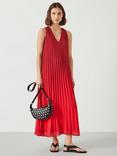 HUSH Molly Ombre Pleat Midi Dress, Red