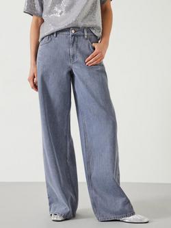 HUSH Nova Pintuck Wide Leg Jeans, Blue Grey