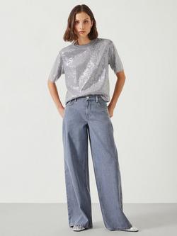 HUSH Nova Pintuck Wide Leg Jeans - view 2, Blue Grey