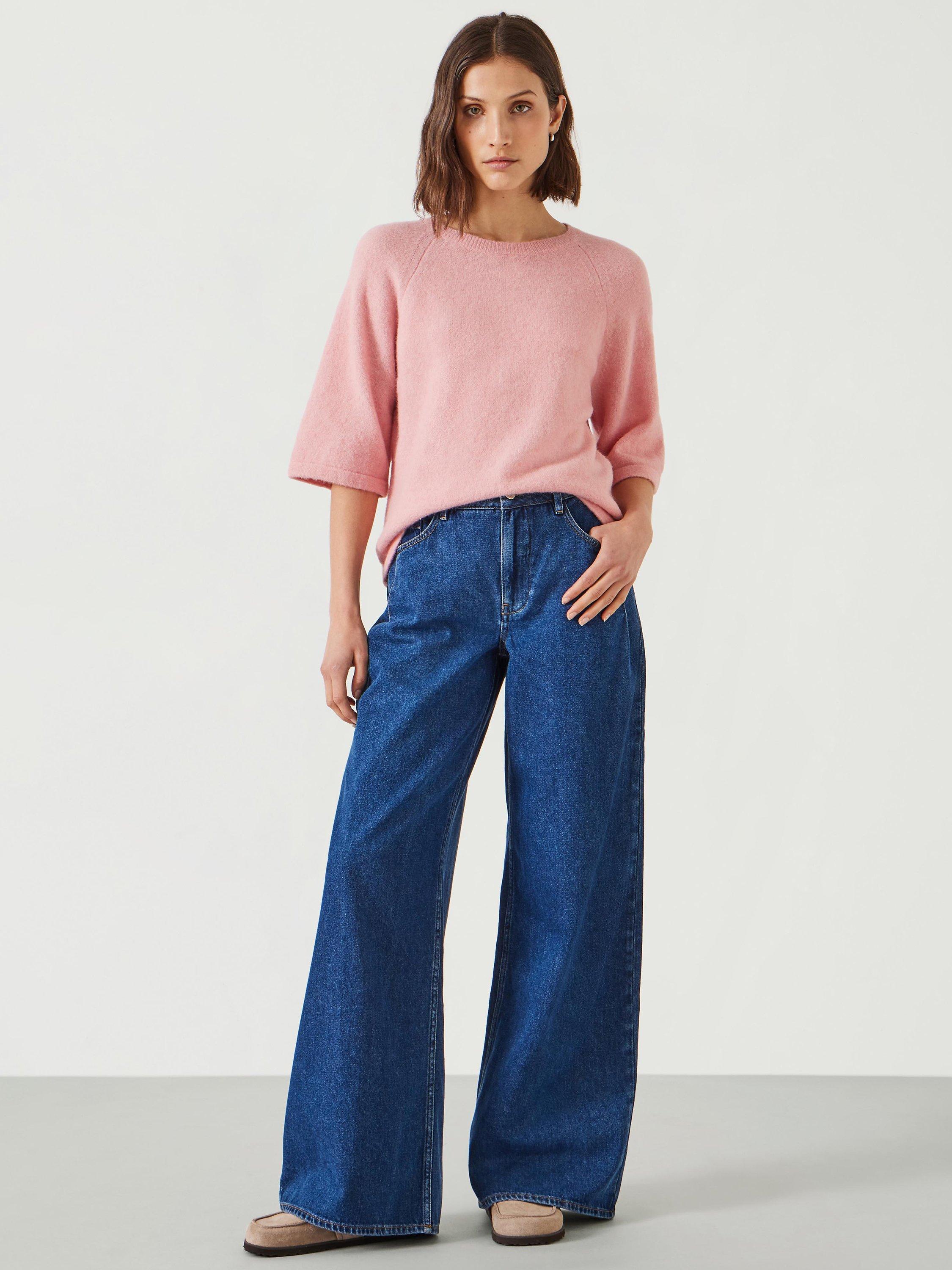 HUSH Lucia Knitted Crew Neck Top, Dusty Pink