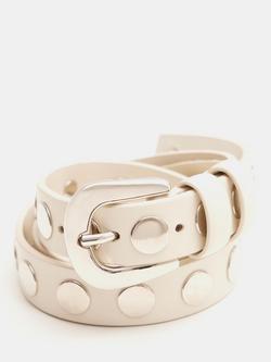 HUSH Seren Studded Leather Belt, White