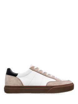 CLAE Monroe Leather Tennis Court Trainers, White/Feather Grey