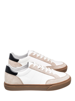CLAE Monroe Leather Tennis Court Trainers - view 2, White/Feather Grey