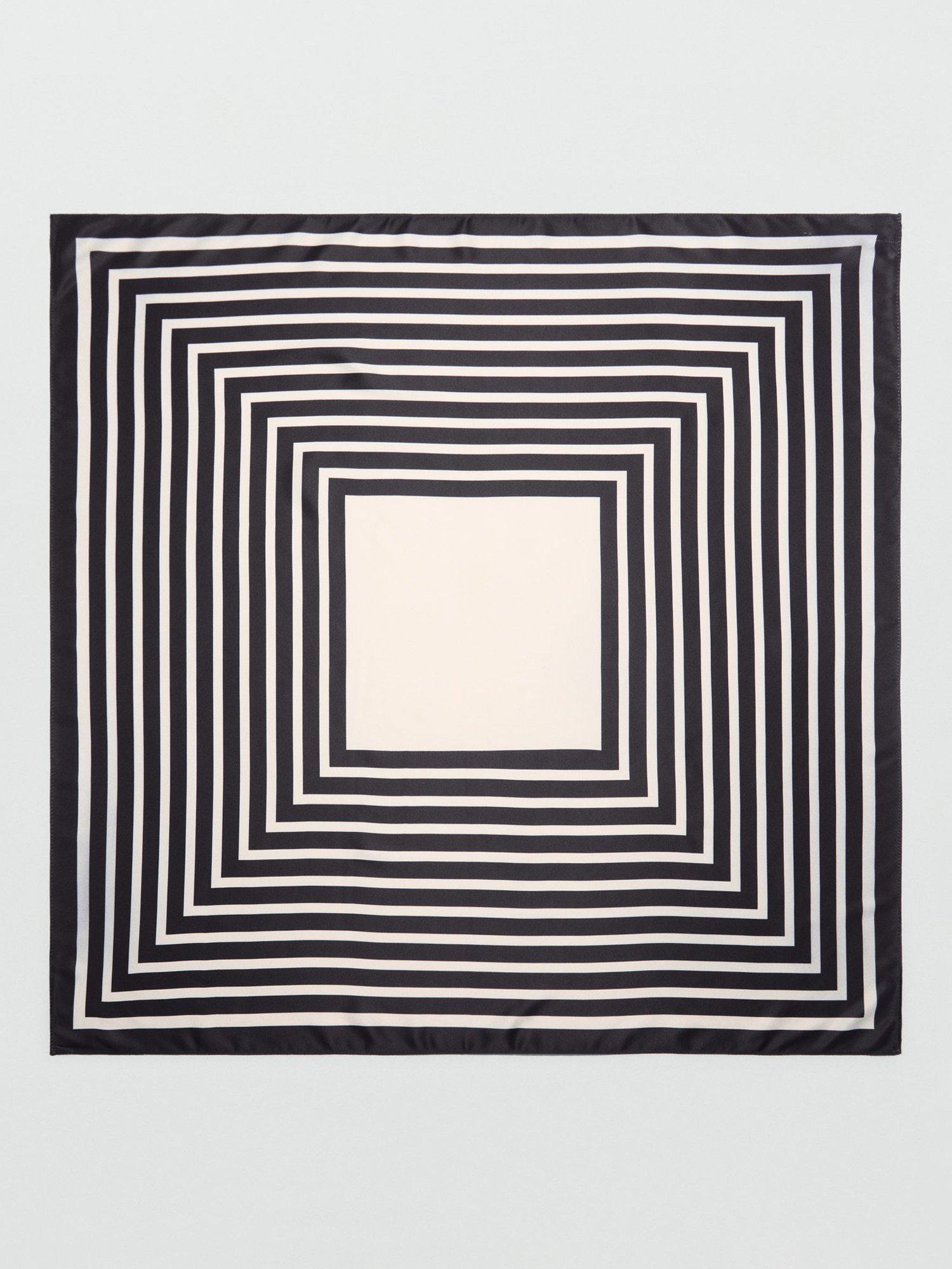 Mango Kazimir Stripe Scarf, Black/Ivory
