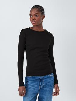 AND/OR Ribbed Long Sleeve Top, Black