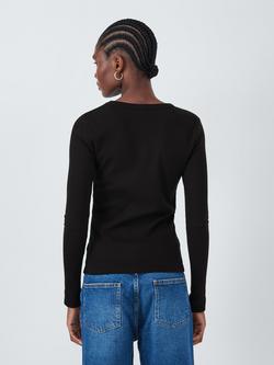 AND/OR Ribbed Long Sleeve Top - view 2, Black