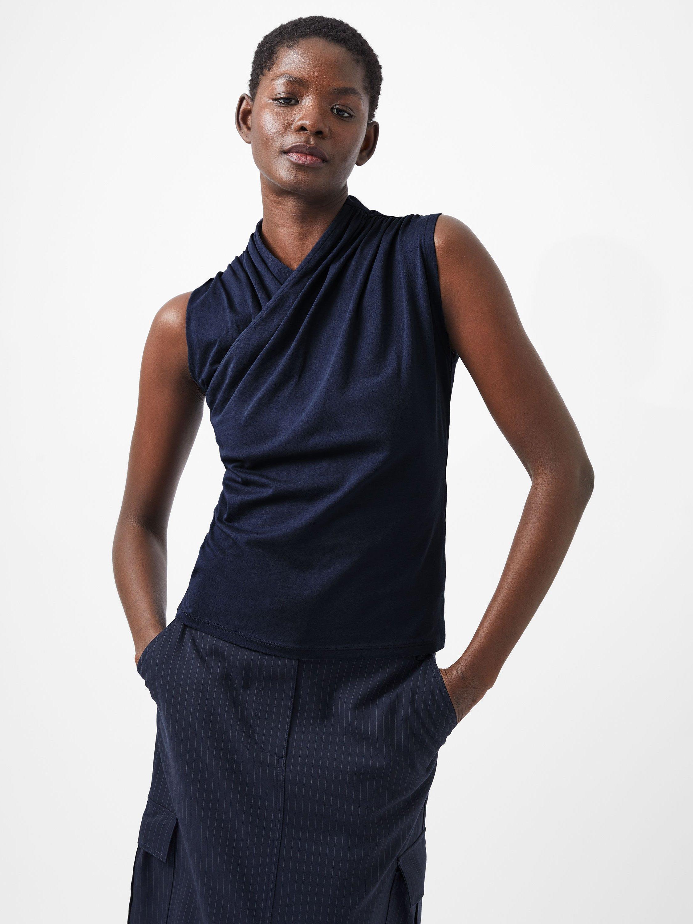 French Connection Rallie Cross Neck Top, Navy