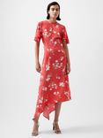 French Connection Floral Asymmetric Dress, Red/White