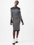 French Connection Milena Striped Knit Dress, Navy/Cream