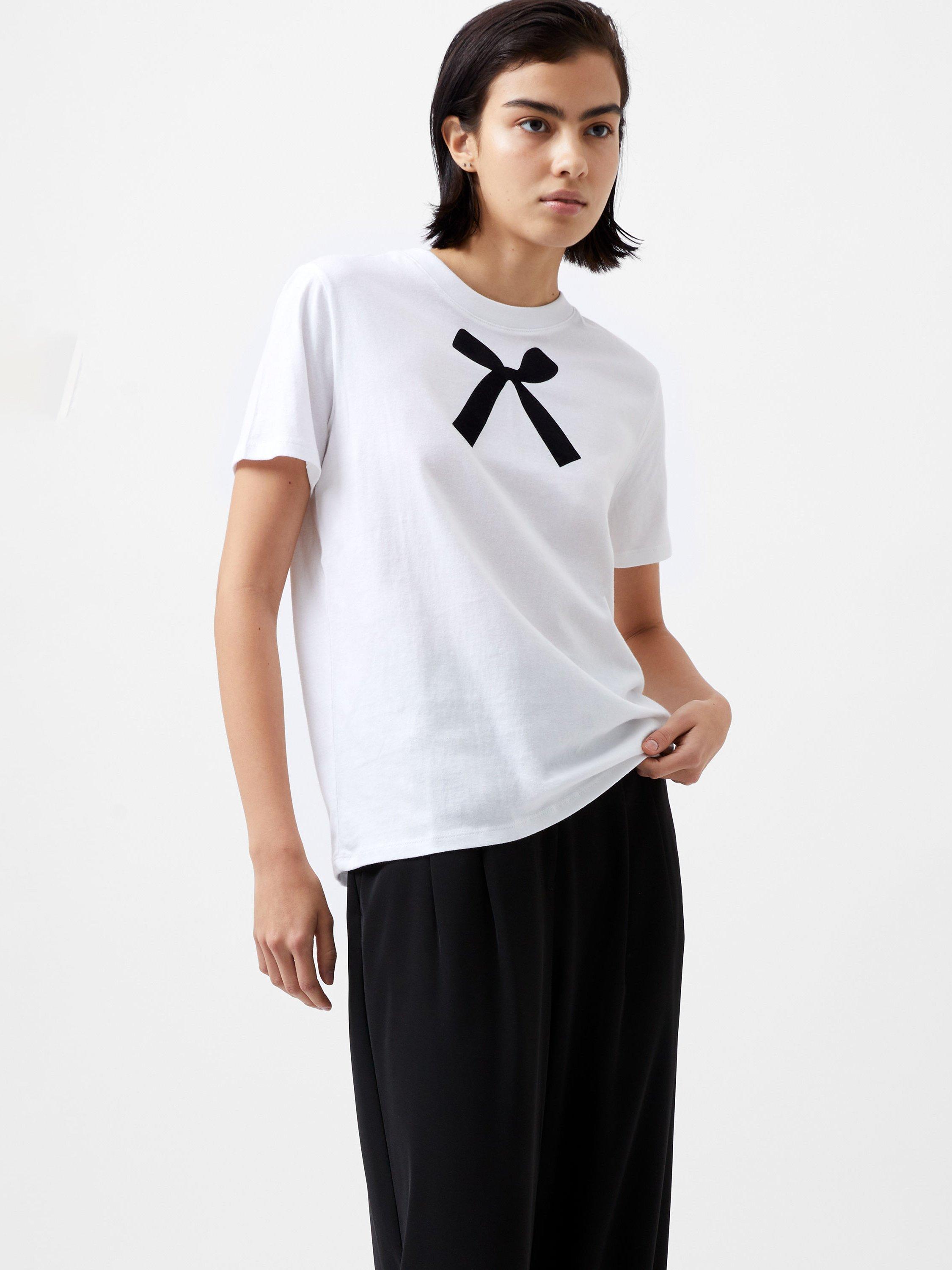 French Connection Bow Graphic T-Shirt, White