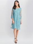 Gina Bacconi Jill Embroidered Lace Mock Jacket Dress, Teal