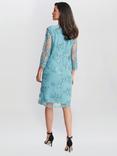 Gina Bacconi Jill Embroidered Lace Mock Jacket Dress, Teal