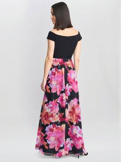 Gina Bacconi Ruth Maxi Dress, Black/Pink - view 2, Black/Pink