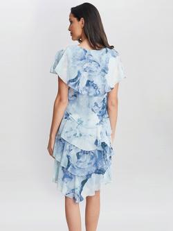 Gina Bacconi Rosanna Printed Tiered Dress, Blue/Multi - view 2, Blue/Multi