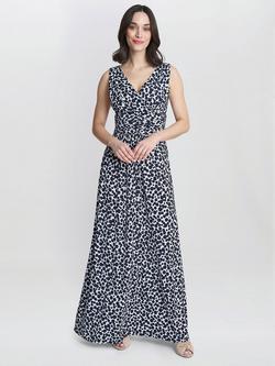 Gina Bacconi Hazel Jersey Maxi Dress, White/Navy, White/Navy