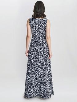 Gina Bacconi Hazel Jersey Maxi Dress, White/Navy - view 2, White/Navy