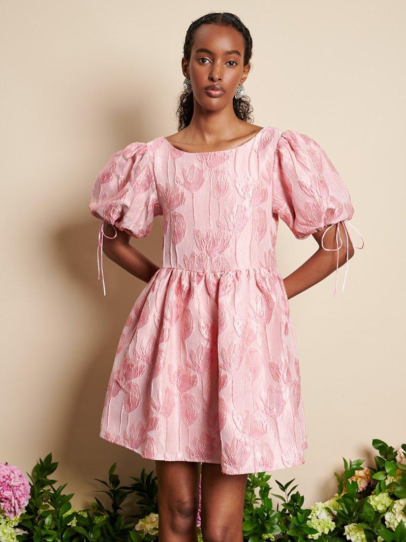 Product image 1 of 6, which shows Sister Jane Dream Darling Jacquard Mini Dress, Pink, 10