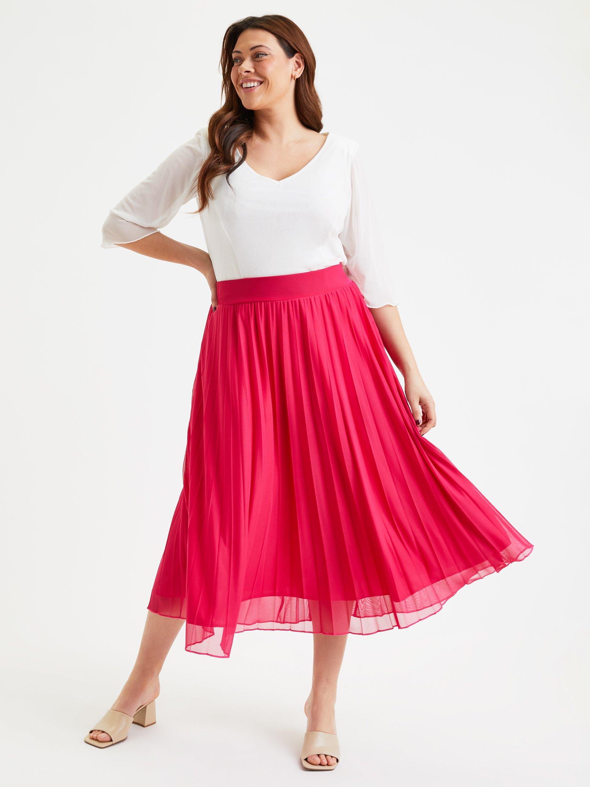 Scarlett Jo Pleated Midi Skirt Pink